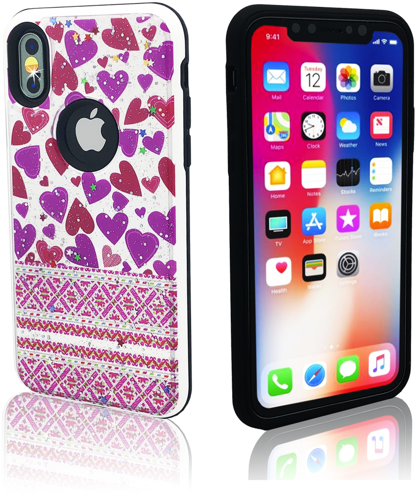 Iphone X/10/xs Mm 3d Purple Hearts - X Miami Telefon (914x1024), Png Download