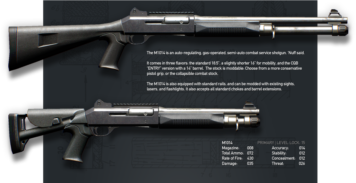 M1014 Payday - Payday 2 Bulldozer Shotgun (1200x593), Png Download
