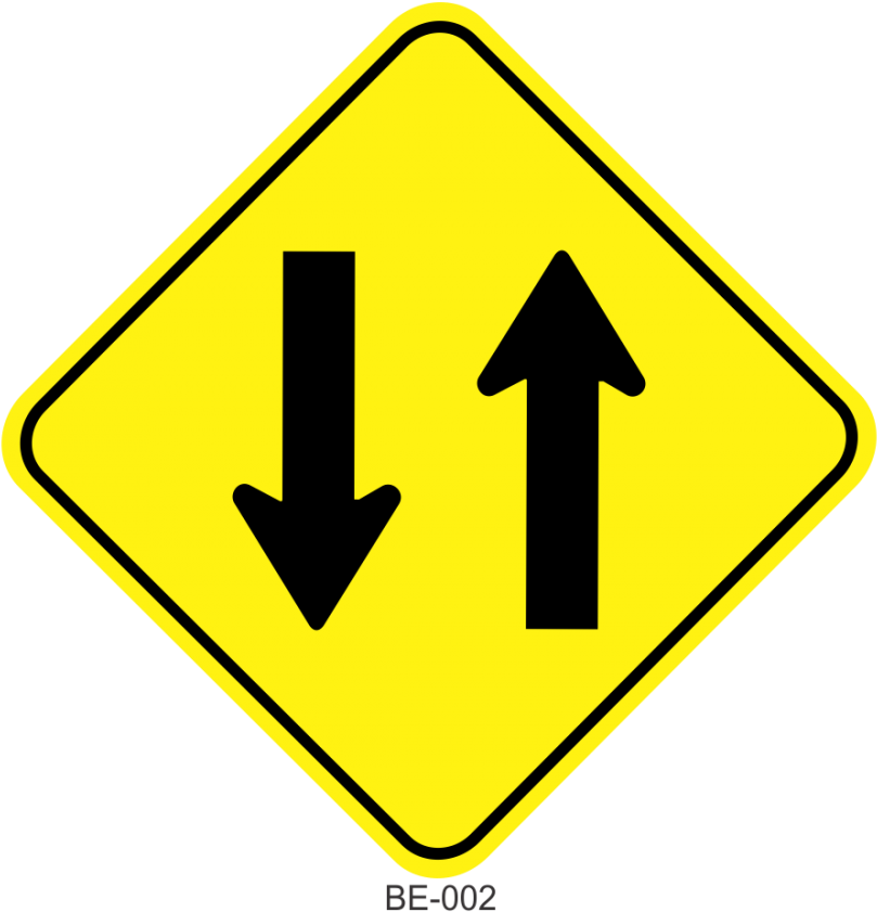 Placa De Advertência Mão Dupla Adiante - Two Lane Road Sign (1000x910), Png Download
