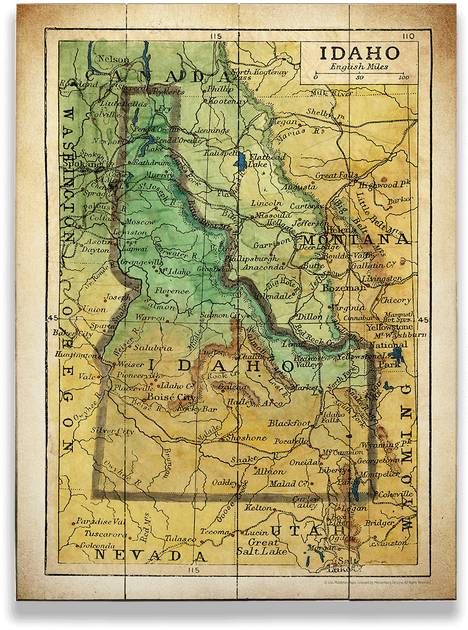 Idaho 1906 Historic Map Painting (730x730), Png Download