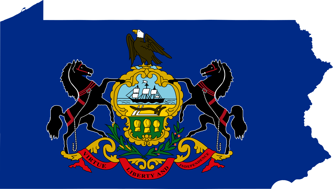 File Map Svg Wikipedia Fileflagmap Pennsylvaniasvg - Pennsylvania Map With Flag (1280x727), Png Download