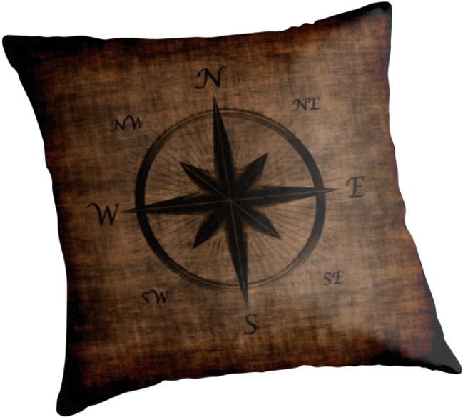 Nostalgic Old Compass Rose Design By Natureprints - Cushion (875x875), Png Download