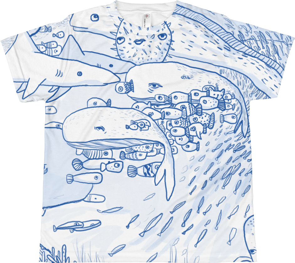 Under The Sea Kids T-shirt - Drawing (1000x1000), Png Download