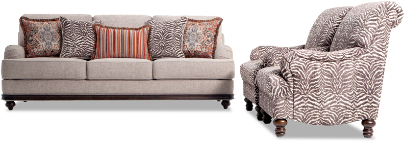Cora Sofa & 2 Zebra Chairs - Living Room (850x534), Png Download