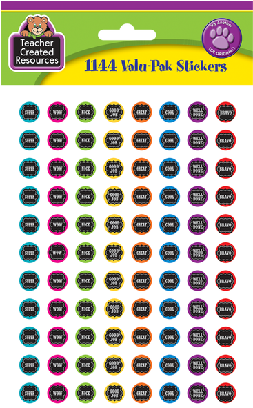 Chalkboard Brights Mini Stickers Valu-pak - Yellow Paw Prints Value Pack Stickers (590x590), Png Download