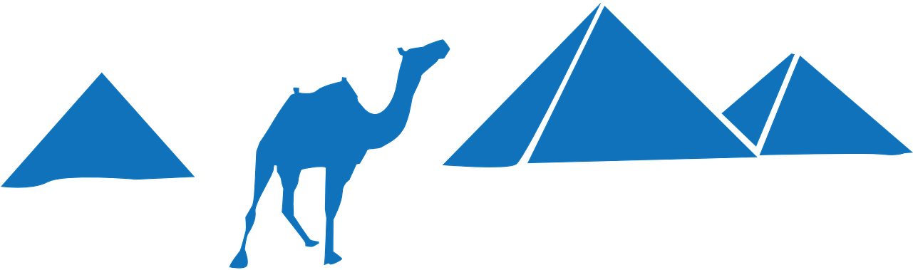 Pyramids Camel Blue - Pyramids Of Giza Vector (1280x640), Png Download