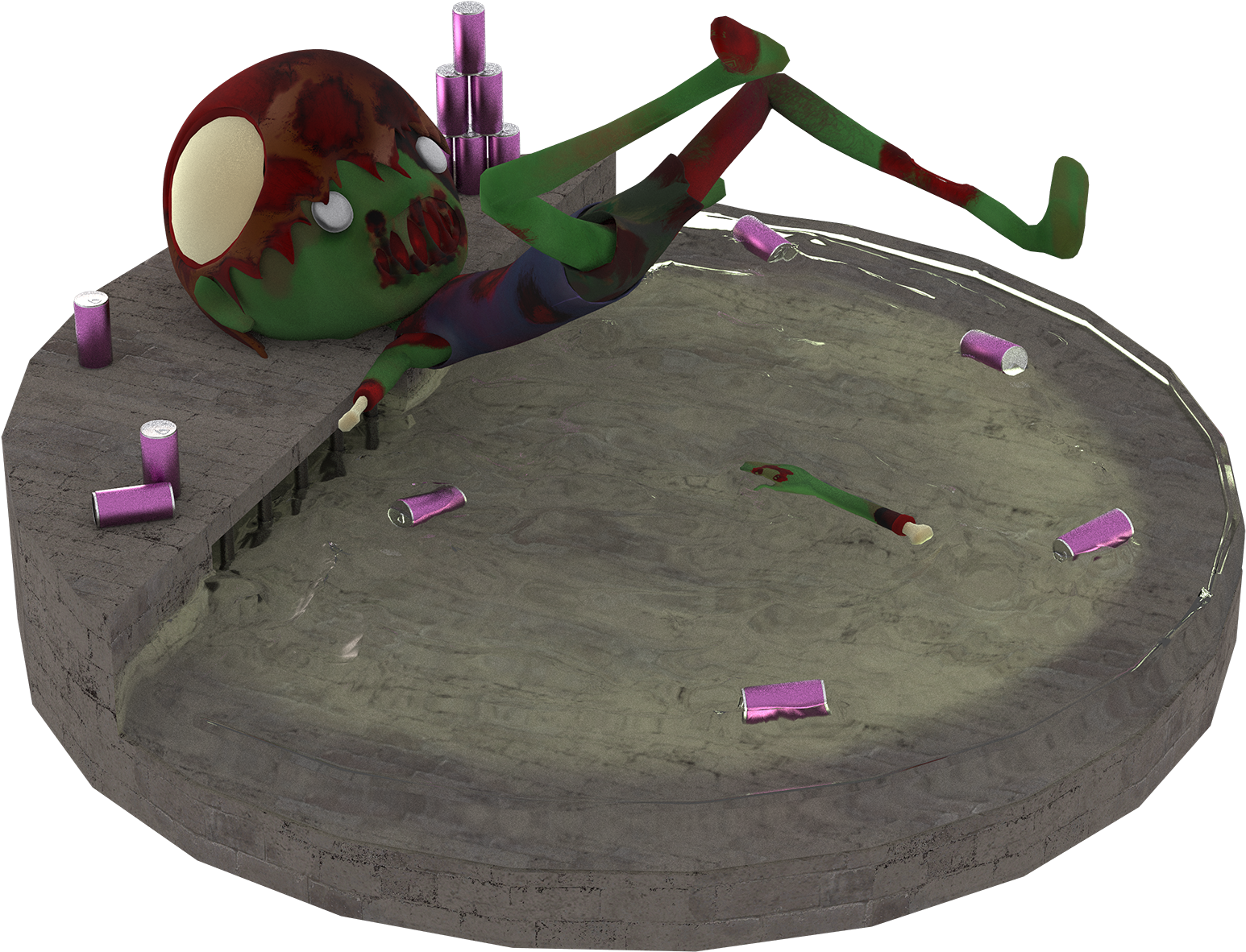 Zombie Render Impact - Circle (1600x1600), Png Download