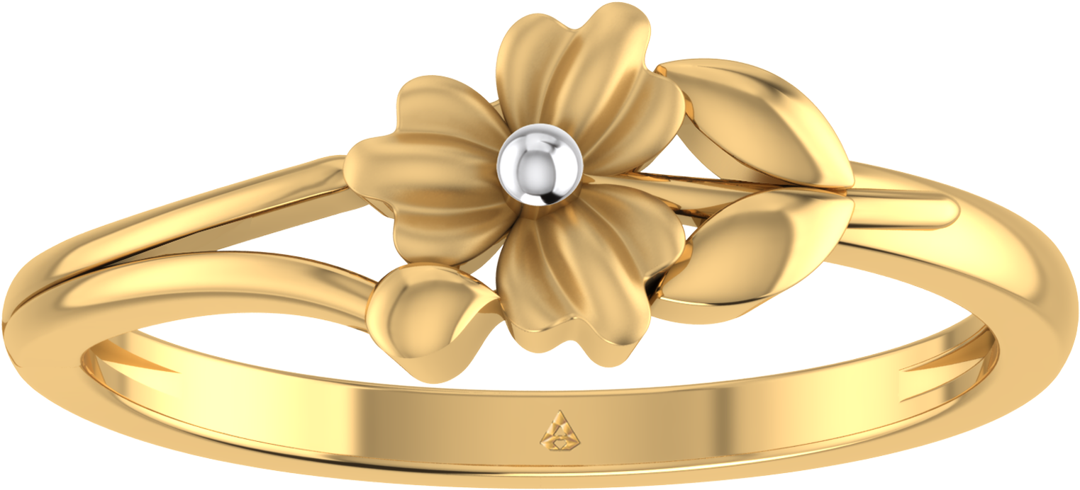 Alluring Floral & Leaf Gold Ring Gold Ring Set In 22 - Engagement Ring (2000x2000), Png Download
