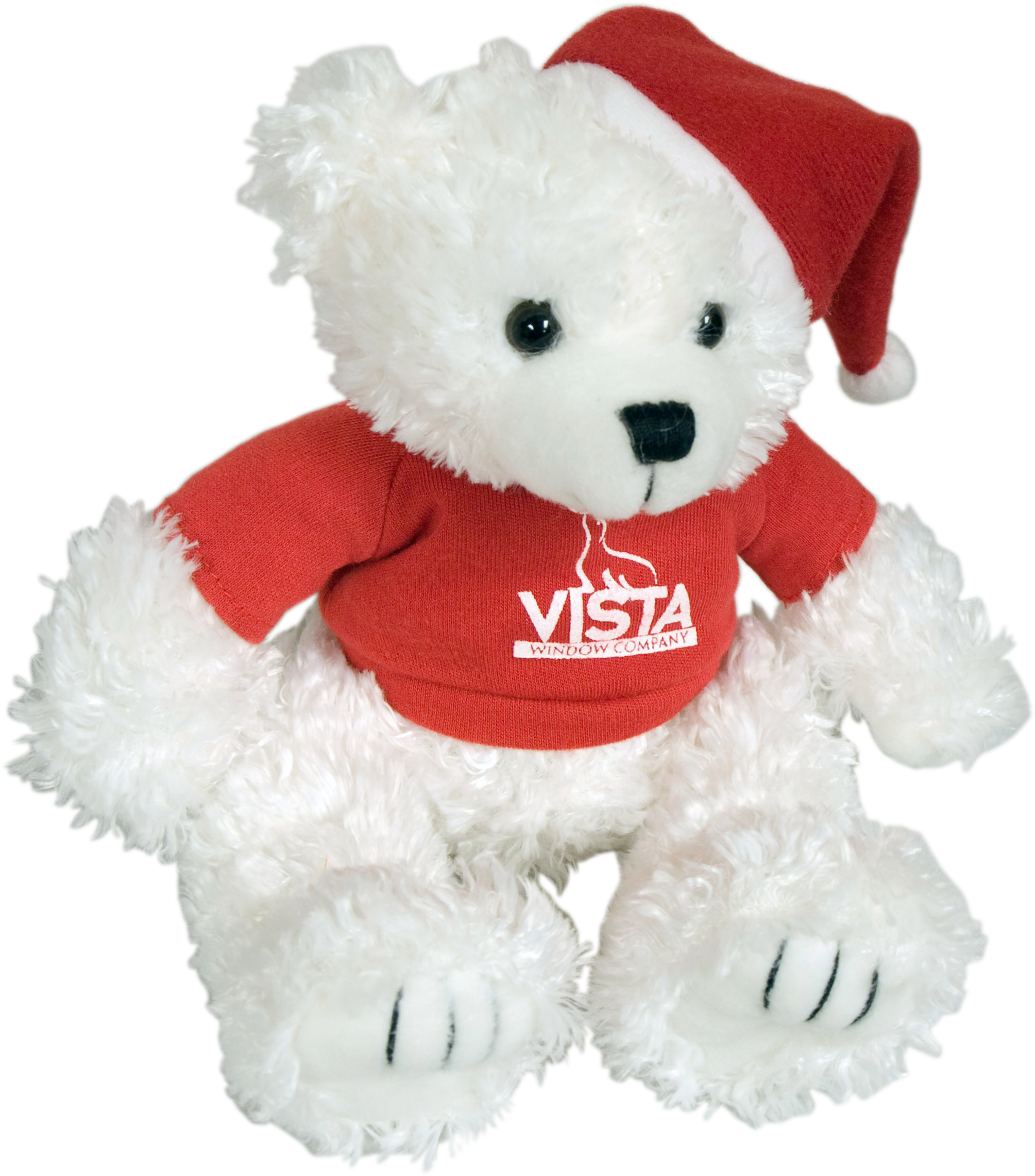 8" White Teddy Bear With Red T-shirt And Santa Hat - Teddy Bear (2327x2327), Png Download