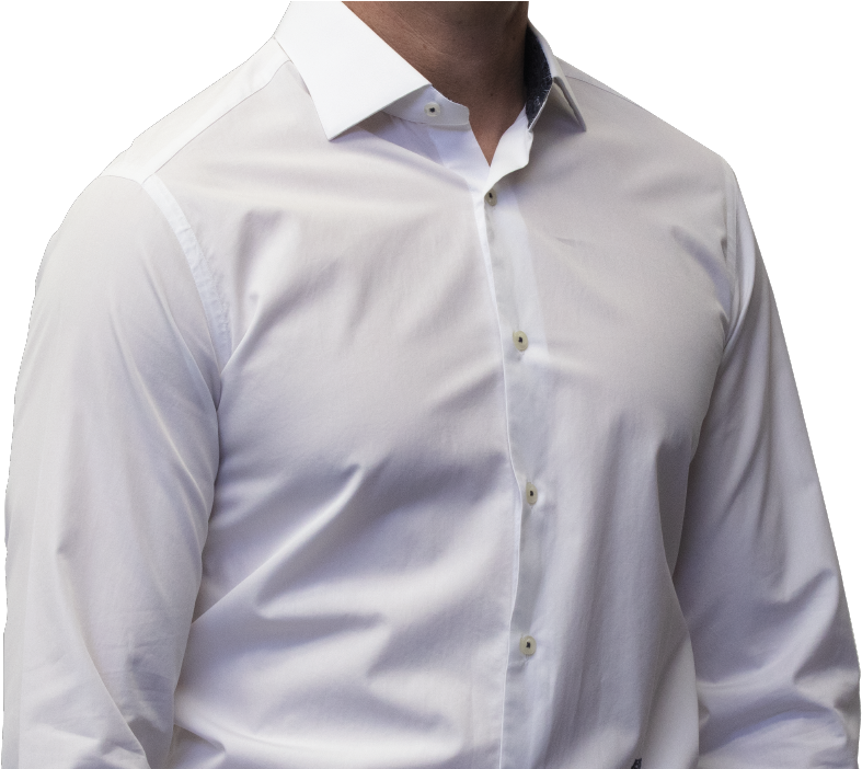 White Solid Shirt 160s Cotton - Long-sleeved T-shirt (985x701), Png Download
