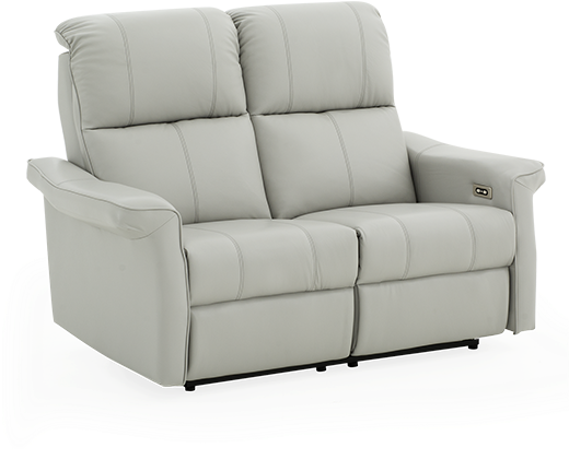 Grey Reclining And Motorized Loveseat With Genuine - Studio Couch (519x804), Png Download