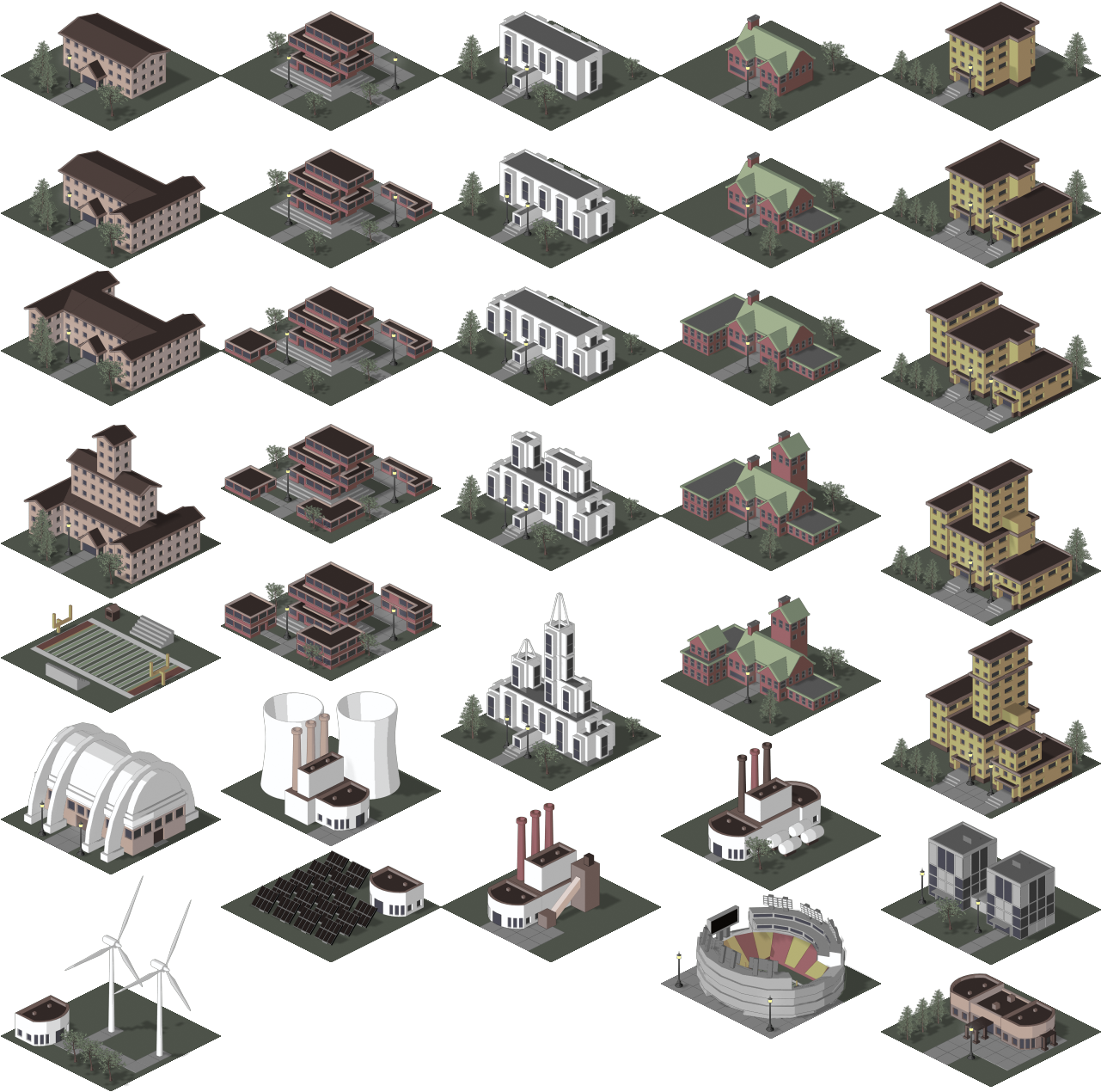 Econu Buildings 1 - 2d Game Art Isometric Buildings (1280x1280), Png Download