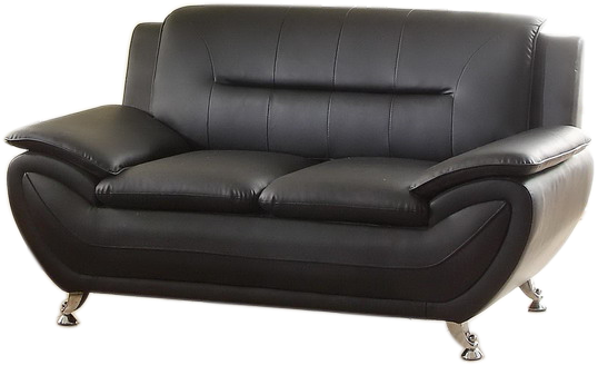New 3 Pcs Contemporary Bonded Leather Sofa Set Living - Modern Black Leather Loveseat (750x750), Png Download