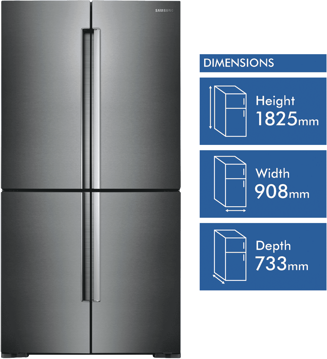 New Samsung Srf714ncdbls 714l French Door Refrigerator - Refrigerator (1094x1199), Png Download