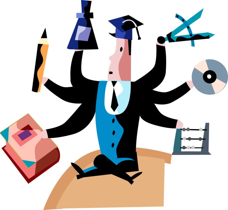 Vector Juggling And Multitasking Student - Multitasking Student Clipart (760x700), Png Download