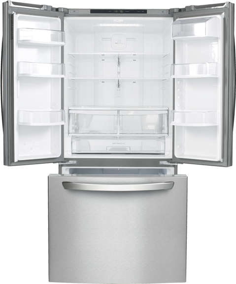 Lg Bottom Freezer And French Doors Refrigerator - Lg Appliances Stainless Steel French Door Refrigerator (519x804), Png Download