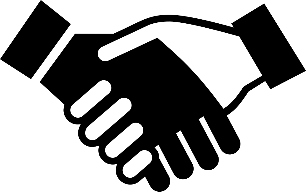 Hands Salutation Of Two Businessmen Comments - Black Handshake Icon Png (980x617), Png Download