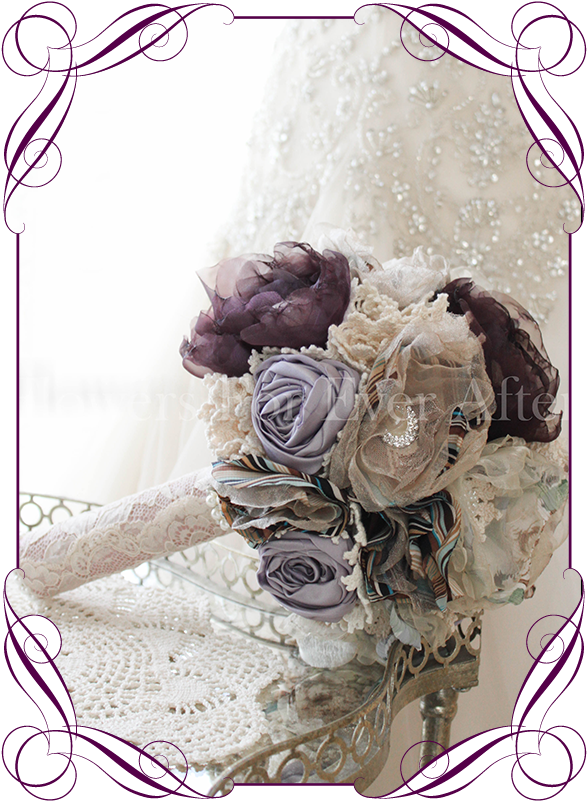Fabric Flower Bouquet - Rose Flower For Wedding Cake (608x822), Png Download