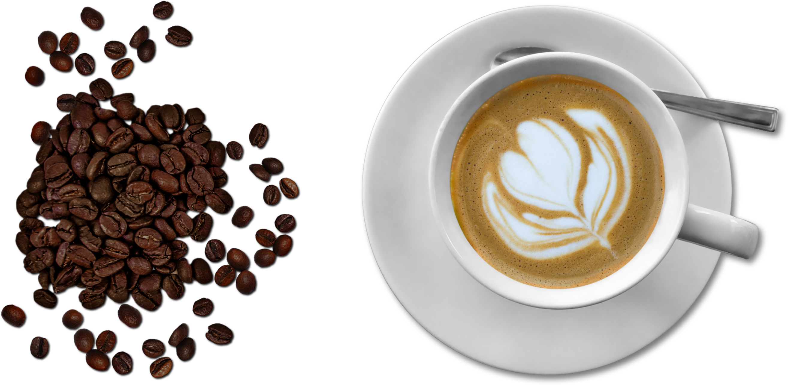 Cup Of Coffee And Coffee Beans On The White Background - Cup Of Coffee (3000x2000), Png Download