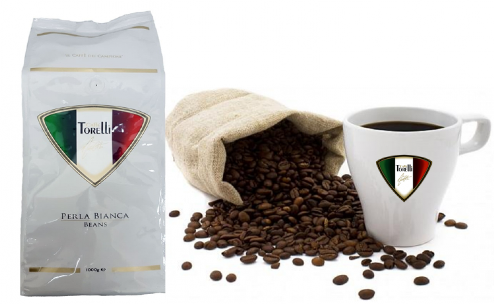 Caffe Torelli By Marco Costa Perla Bianca Coffee Beans - Logo De Tazas Con Cafe Granos De Cafe (1000x1000), Png Download