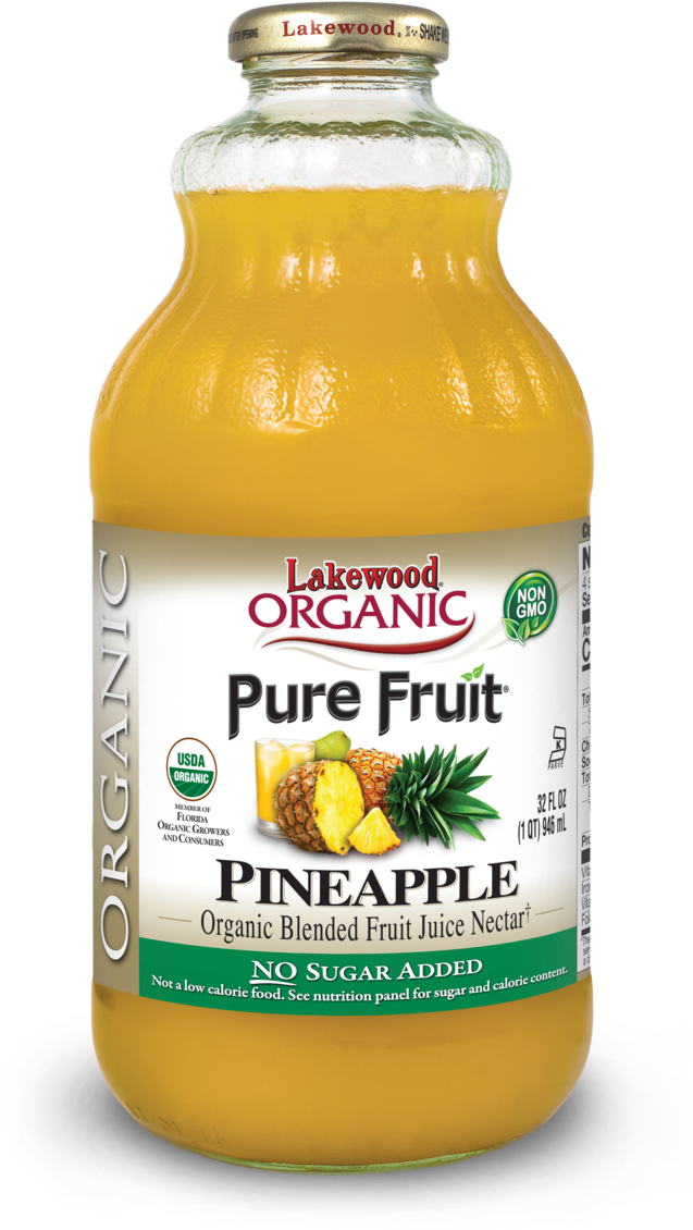 Lakewood Organic Pineapple Blend, 32 Ounce Lakewood - Bottle (648x1200), Png Download