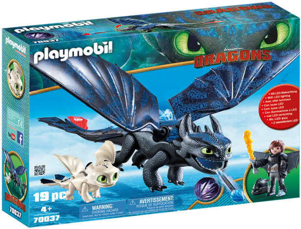 Hiccup And Toothless With Baby Dragon - Playmobil 70037 (700x490), Png Download