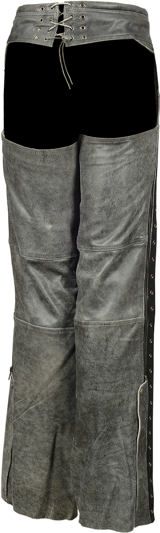Ladies Lightweight Distress Gray Leather Chap With - Skirt (1200x1200), Png Download