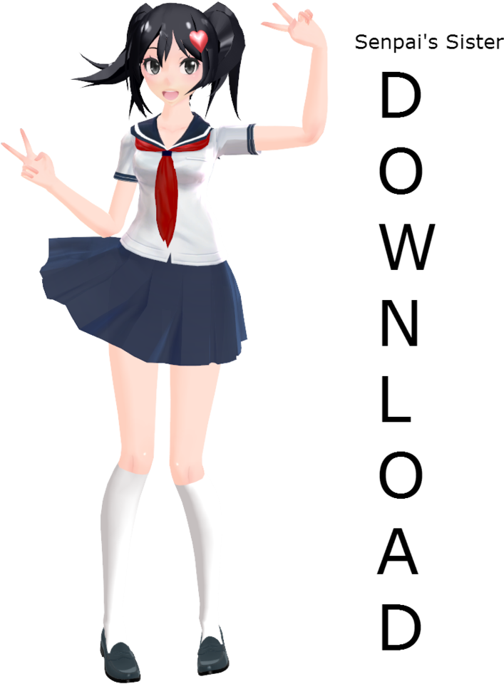[mmd Yandere Simulator]senpai's Sister Dl By Drasisw - Yandere Simulator Senpai's Sister (803x994), Png Download