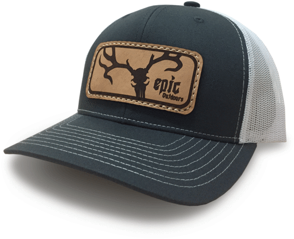 Epic Outdoors Authentic Leather Patch Trucker Hat - Baseball Cap (600x600), Png Download