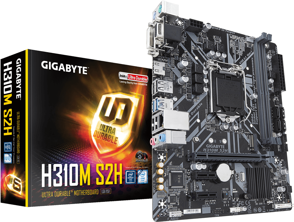 217771-2 - Gigabyte Ga H310m S2p (1000x761), Png Download