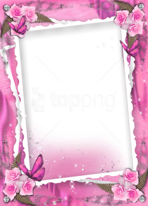 Free Png Beautiful Pink Transparent Frame With Roses - Wedding Frames And Borders (480x666), Png Download