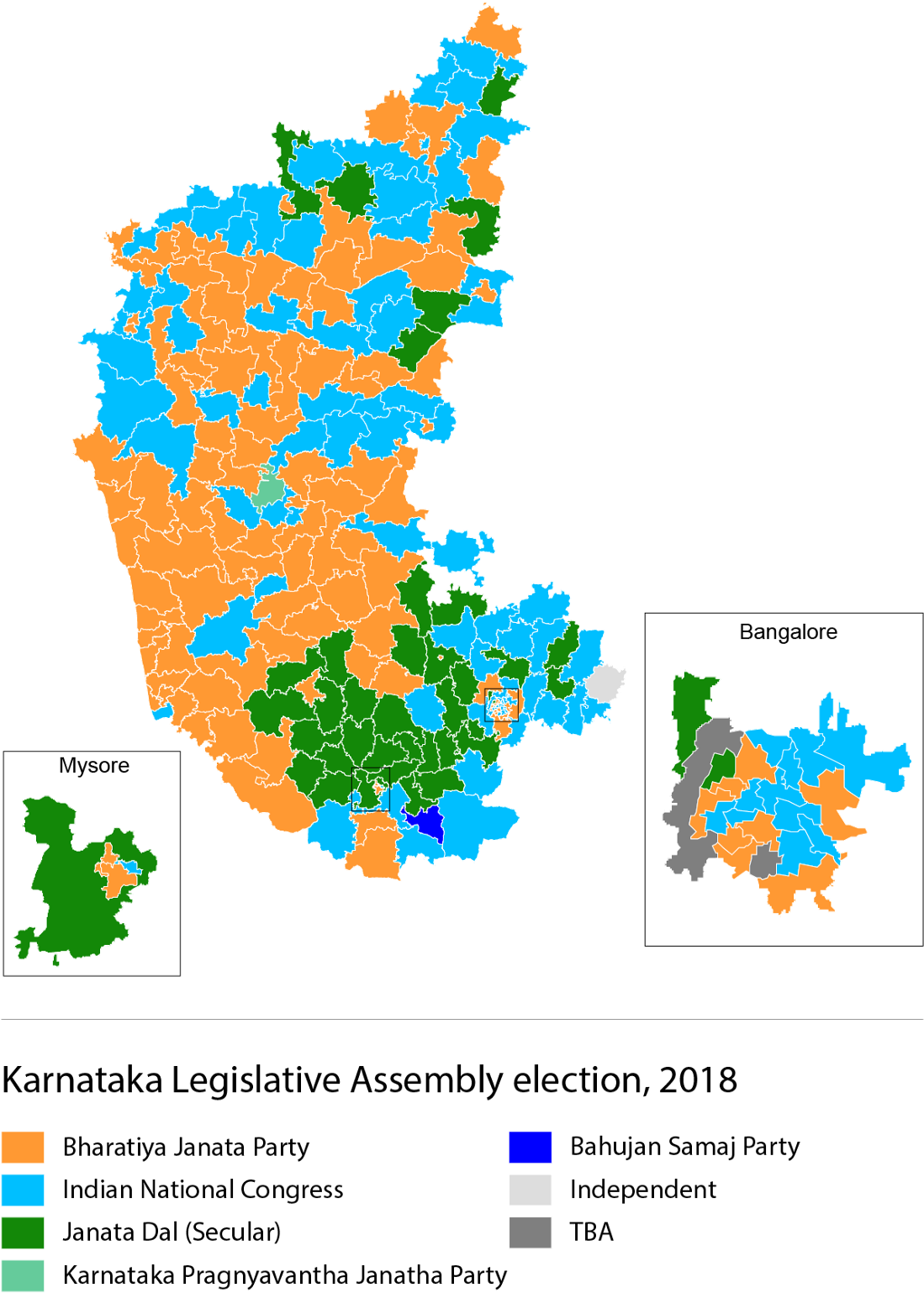 Curiously, Bangalore Voted For The Congress Over The - 2018 Karnataka Election Results (1200x1622), Png Download