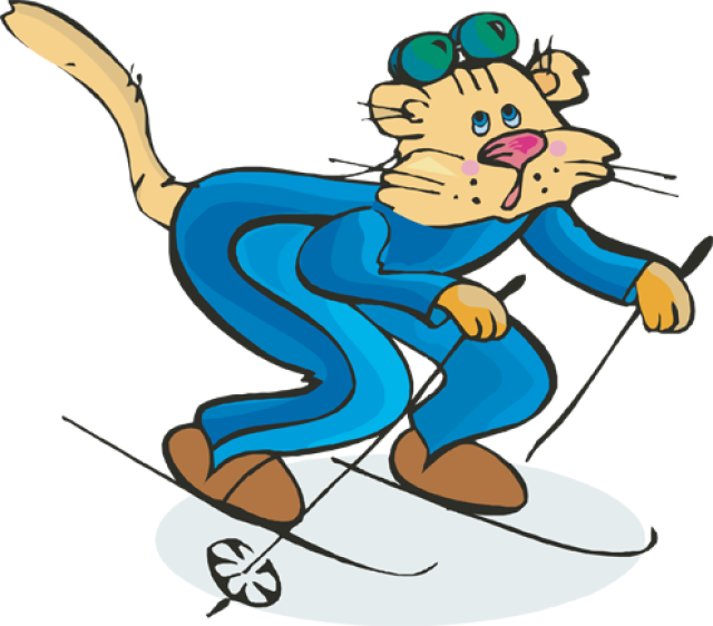 Cat In Snow Png - Skiing Cat Clipart (640x562), Png Download