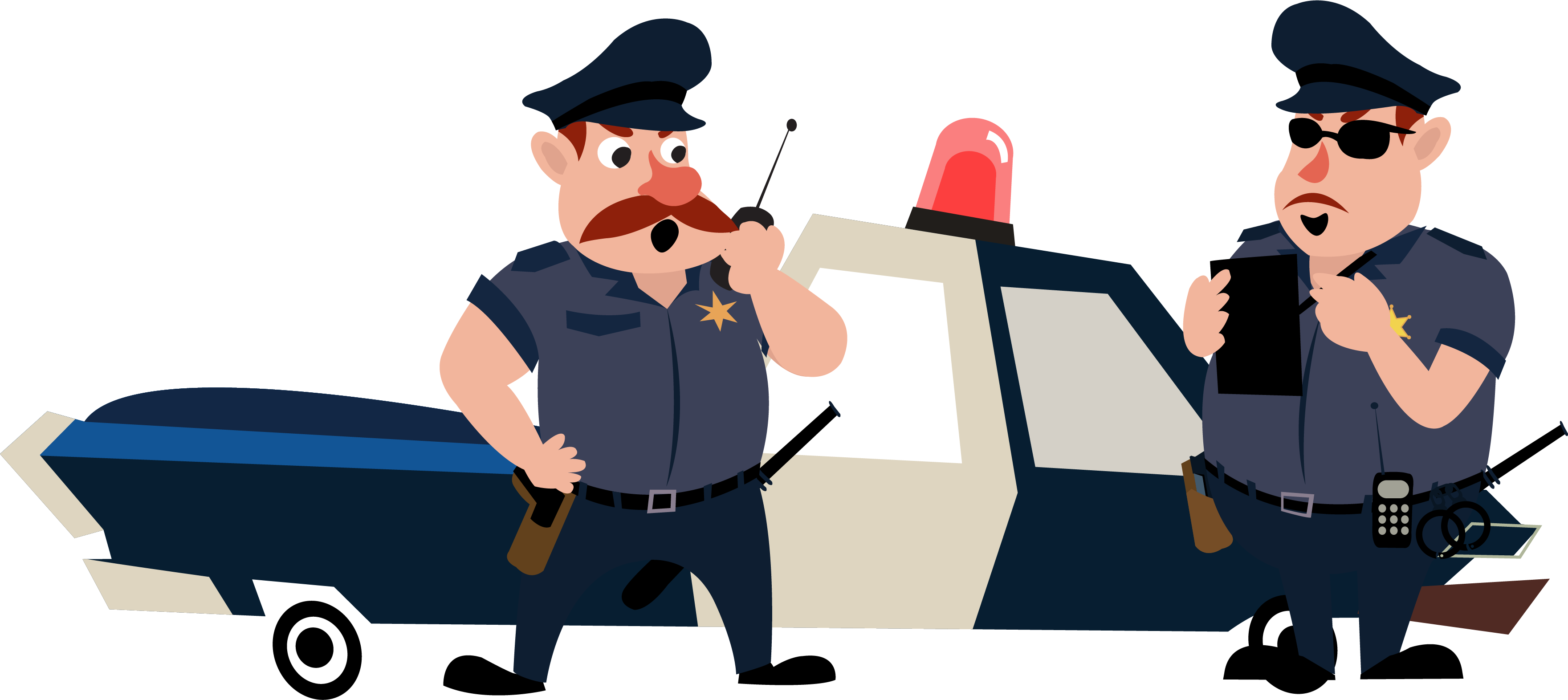 Jpg Car Icon A Handling Case - Animated Police Officers (3521x1572), Png Download