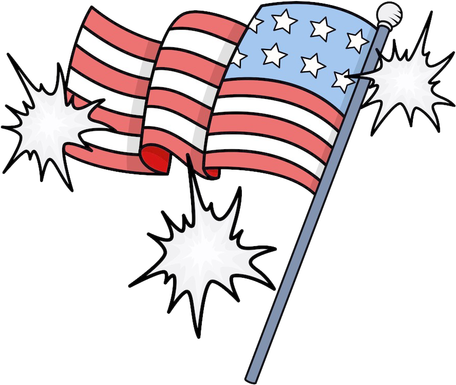Of The United States Independence Day Clip - Cartoon American Flag Transparent (1024x874), Png Download