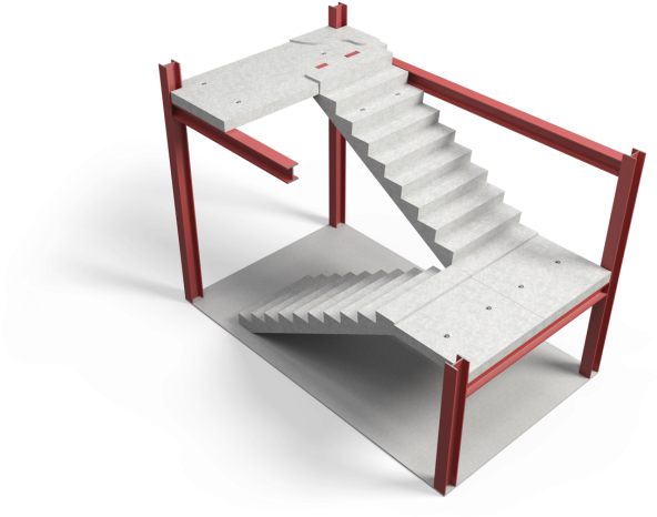 Stair Finish - Steel Frame Precast Staircase (651x488), Png Download