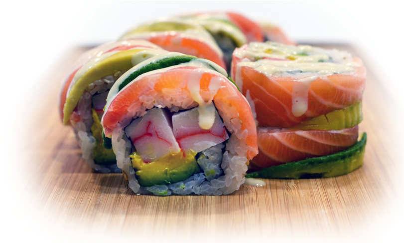 Surimi, Avocado, Salmon, Teriyaki Sauce, Creamy Wasabi - California Roll (810x500), Png Download