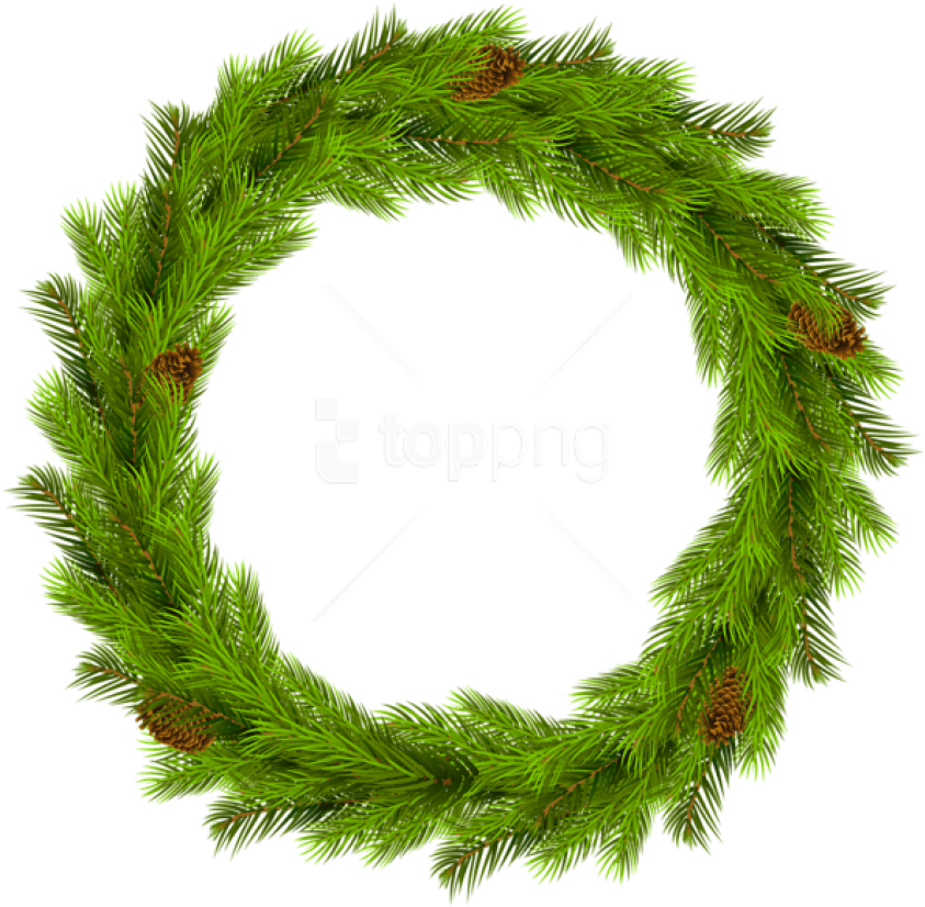 Christmas Pine Wreath Png - Clip Art Green Wreath (850x833), Png Download