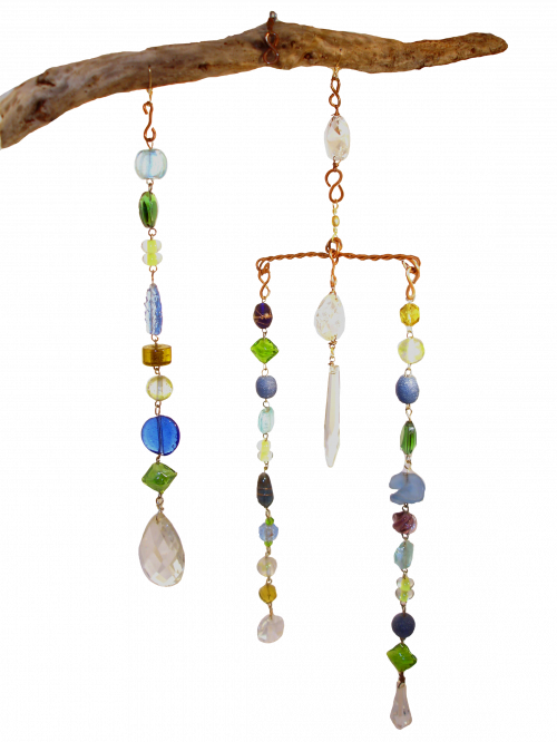 Driftwood & Glass Bead Suncatcher \ Mobile - Bead (500x666), Png Download