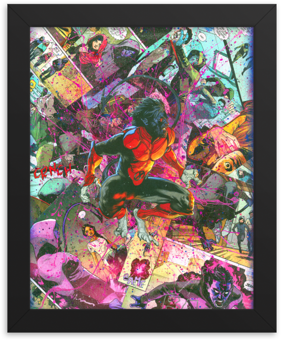 Nightcrawler X-men Comic Canvas Framed Reproduction - Modern Art (1000x1000), Png Download