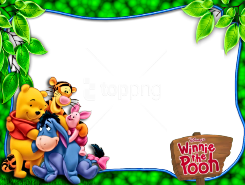 Free Png Pooh And Friends Png Green Kids Frame Background - Winnie The Pooh Frames (850x644), Png Download