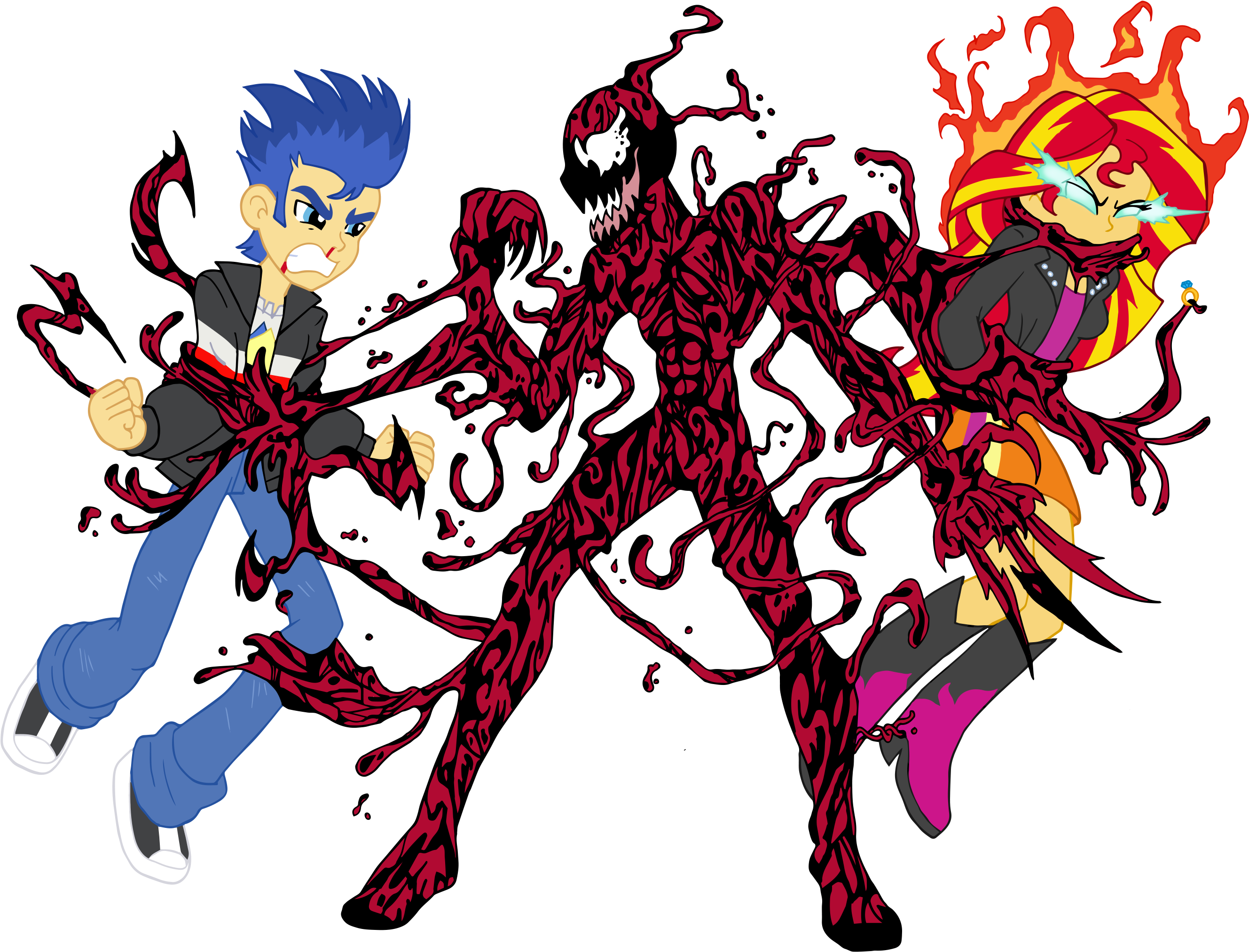 Carnage Png - Sunset Shimmer And Carnage (2857x2113), Png Download