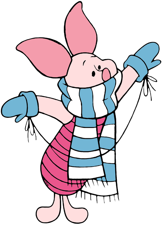 Piglet Wearing Scarf, Mittens - Piglet (562x781), Png Download