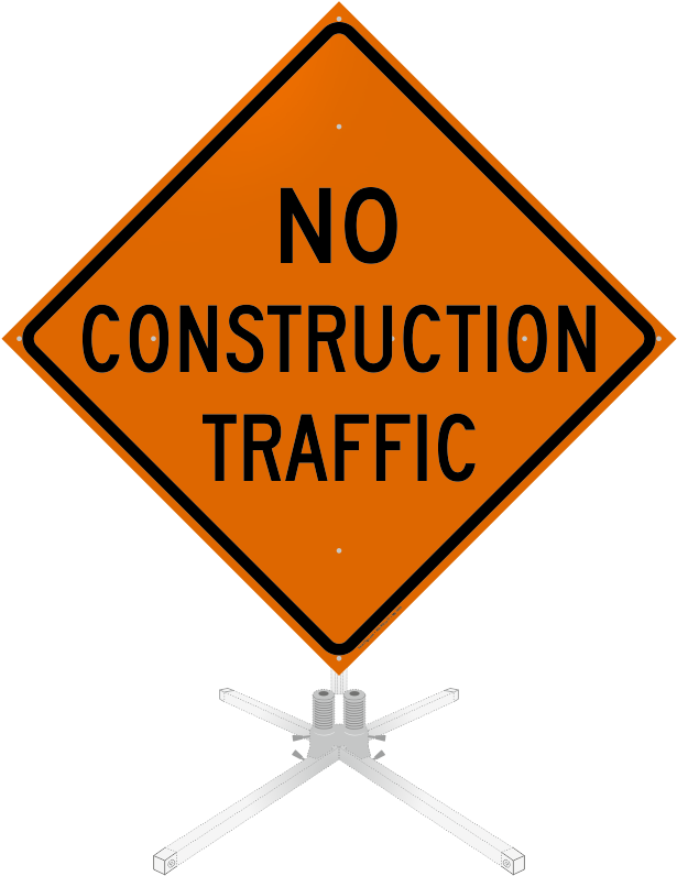 No Construction Traffic Roll-up Sign - Truck Crossing Sign (628x800), Png Download