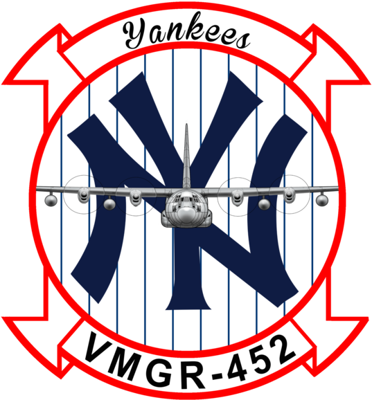 Usmc Vmgr-452 New York Yankees Squadron Sticker Military, - Yankees Vmgr 452 (548x600), Png Download