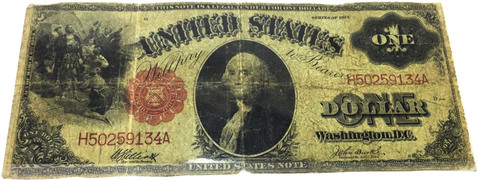 1917 One Dollar Bill Large American Currency - 1917 5 Dollar Bill (1000x1000), Png Download