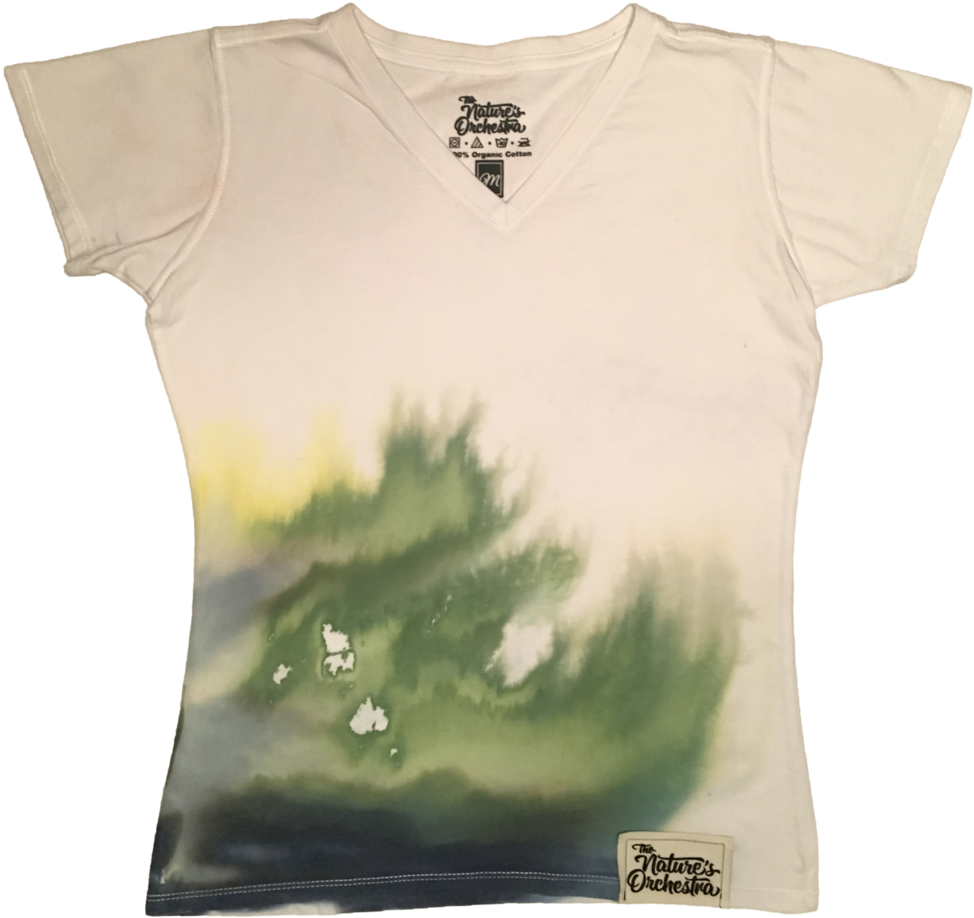 100% Organic Cotton Tie Dye V Neck The Nature's Orchestra - Active Shirt (1000x1333), Png Download