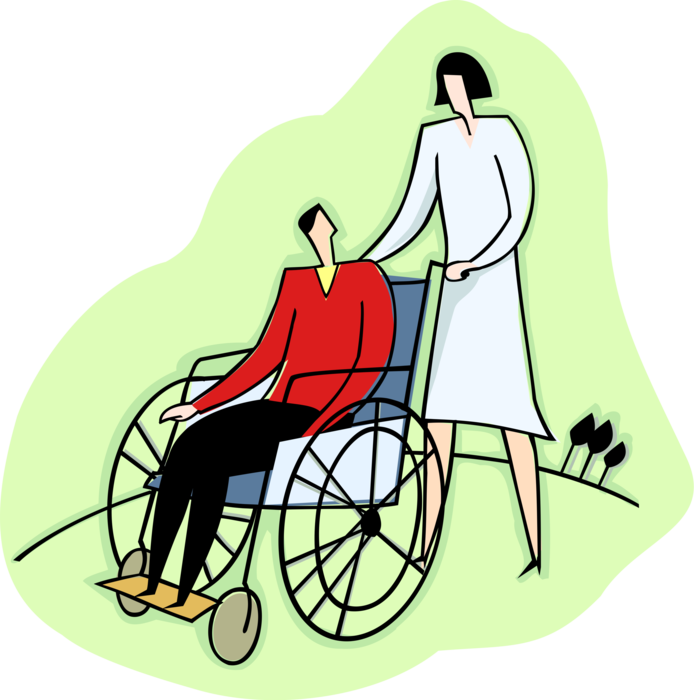 Pushes Patient In Vector - Wheelchair (694x700), Png Download