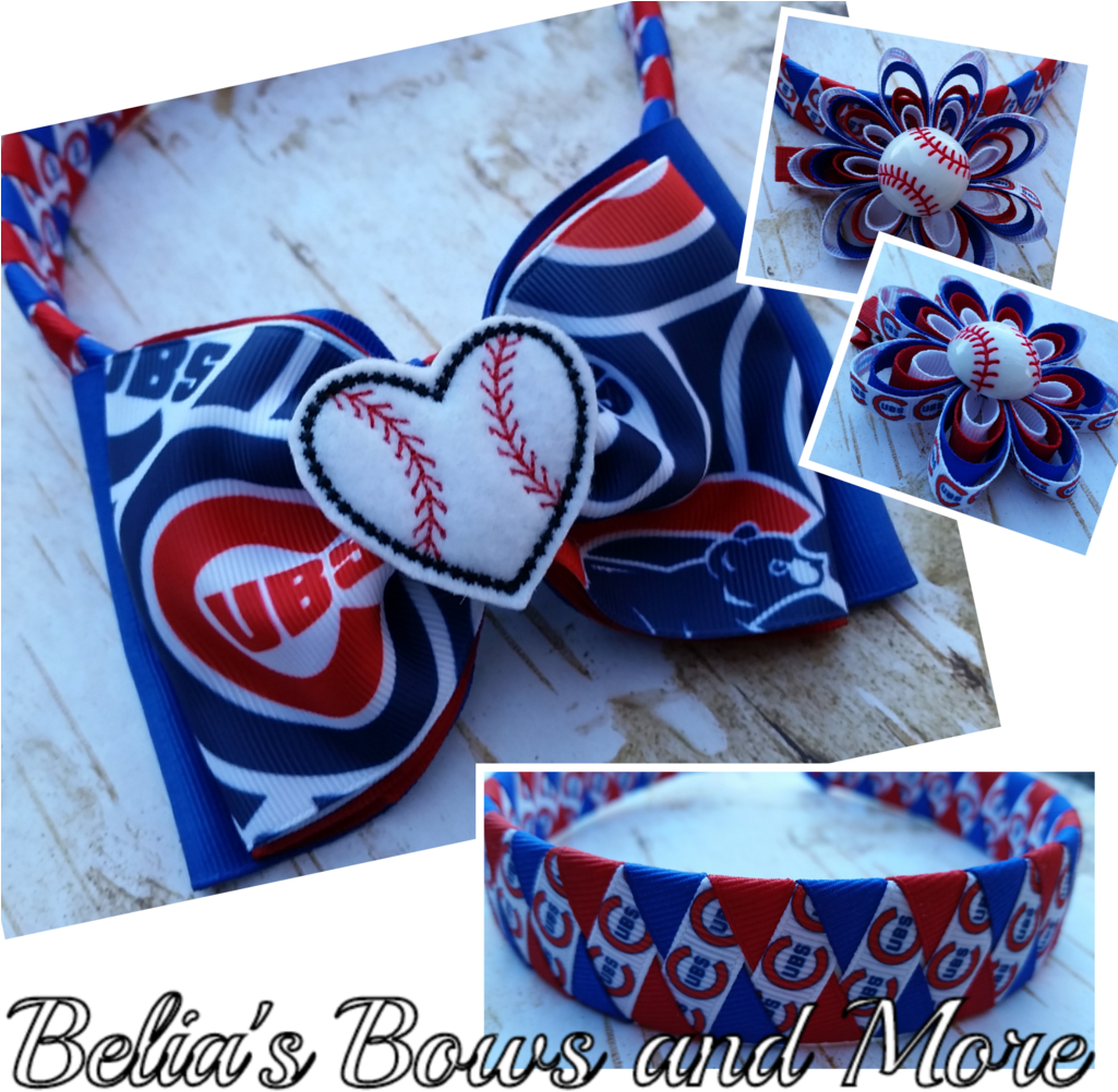 Chicago Cubs Hair Bow - Heart (1024x1024), Png Download