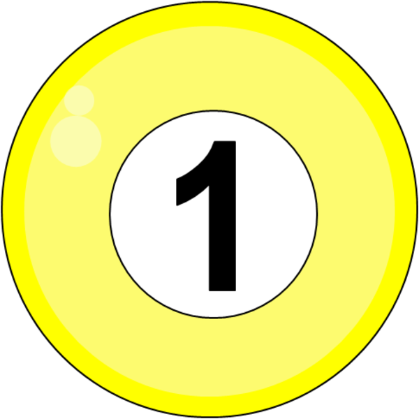 Billiard Ball Number 1 (600x600), Png Download